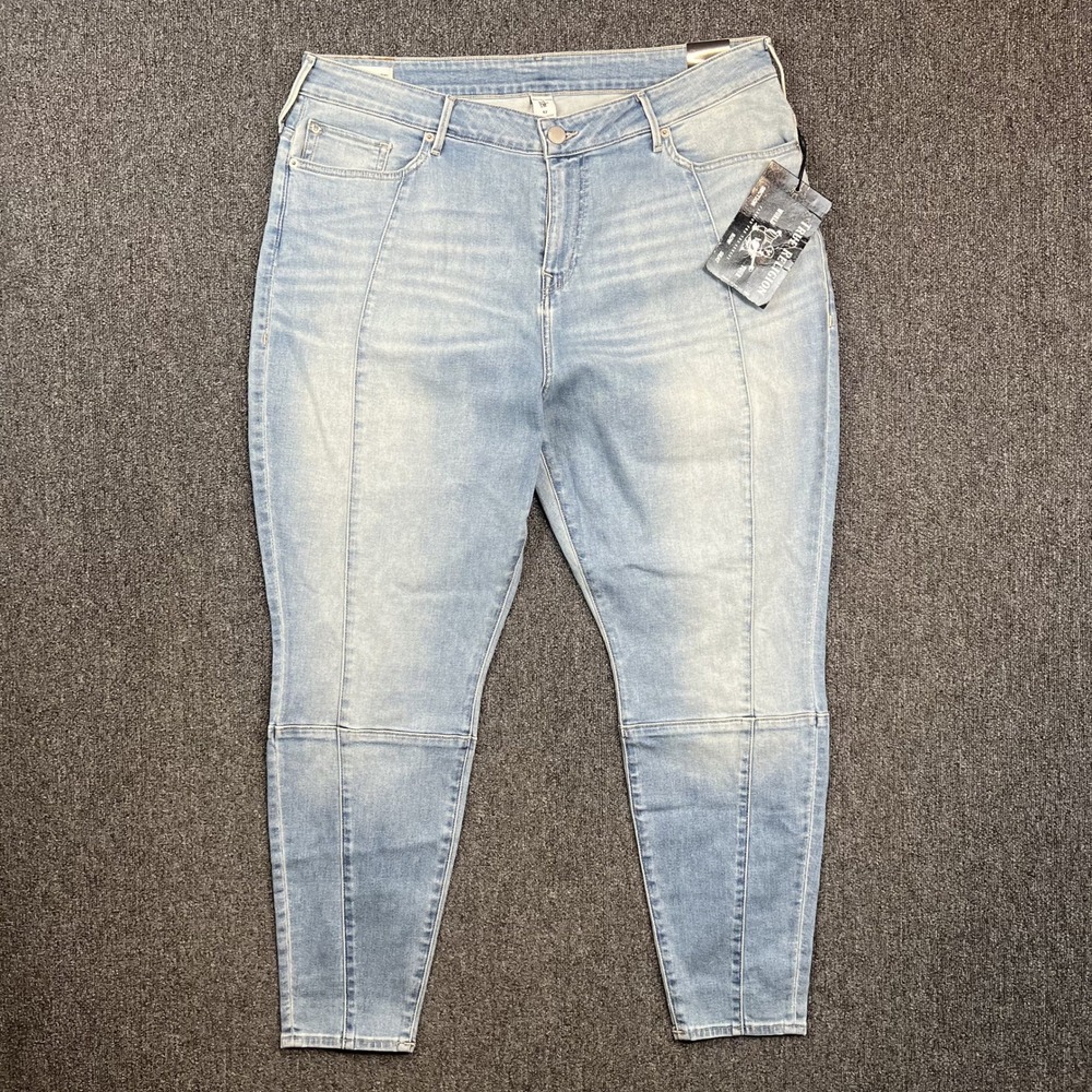 True Religion Halle Super Skinny Jeans W42 Light Wash Moto Paneled Streetwear — photo 2